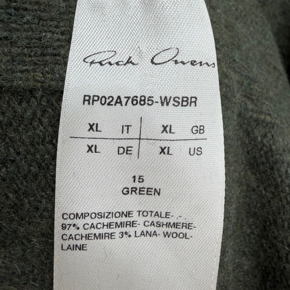 Rick Owens Gethsemane Cashmere Wool Sweater Womens XL Hoodie Green - Picture 6 of 10